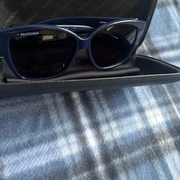 59mm Balenciaga Sunglasses Blue & Silver - Picture 6 of 12